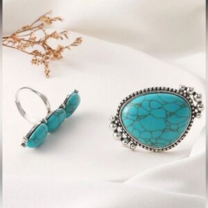 Turquoise Silver Ring Set A1332